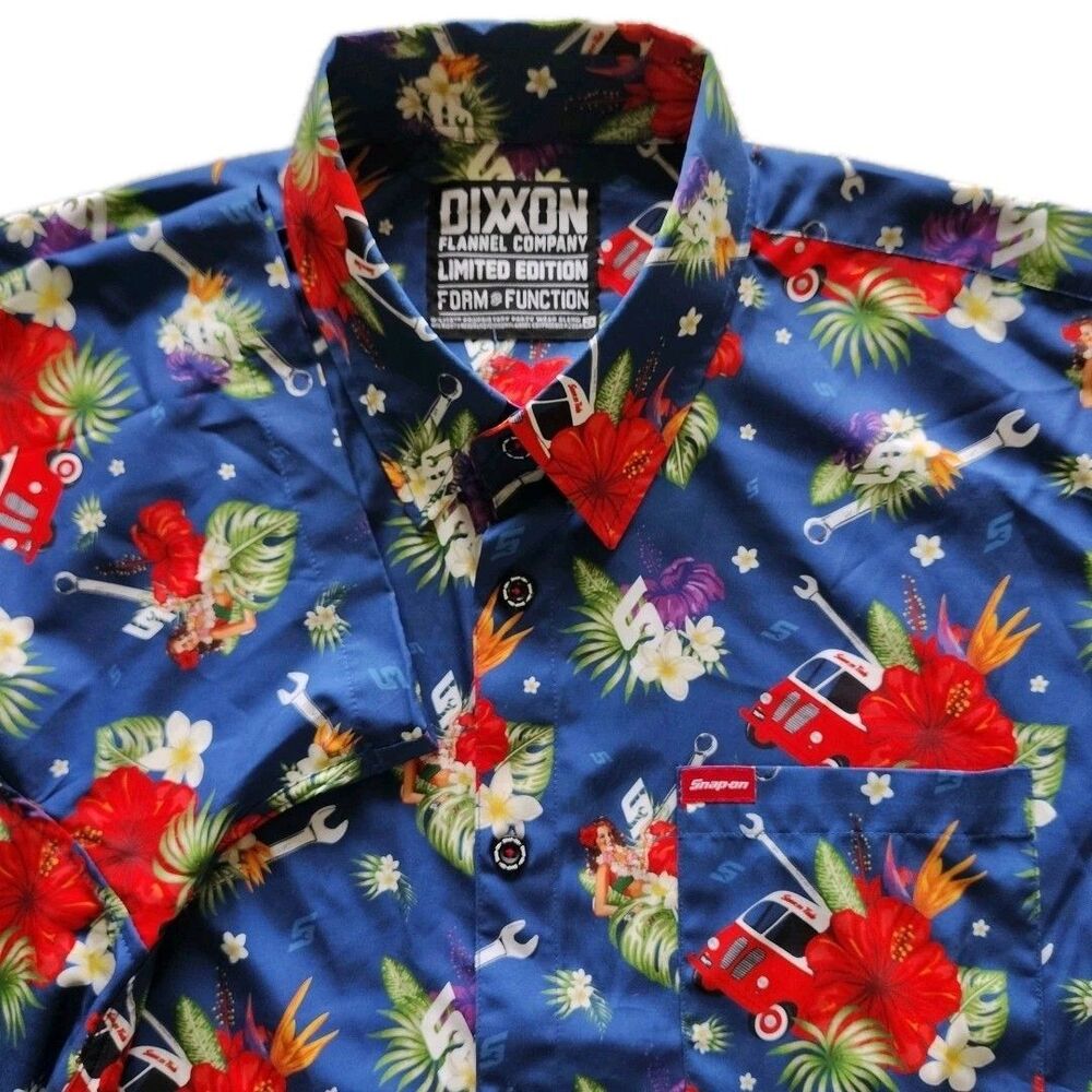 Dixxon Flannel Co 2X Mens Shirt Limited Edition Hawaiian Tropical Snap On Tools